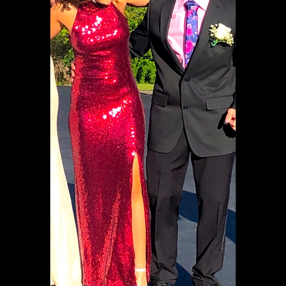 Red sequin dress